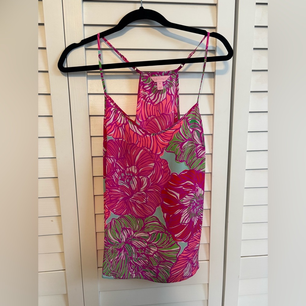 Lilly Pulitzer Pink and Green Floral sleeveless top